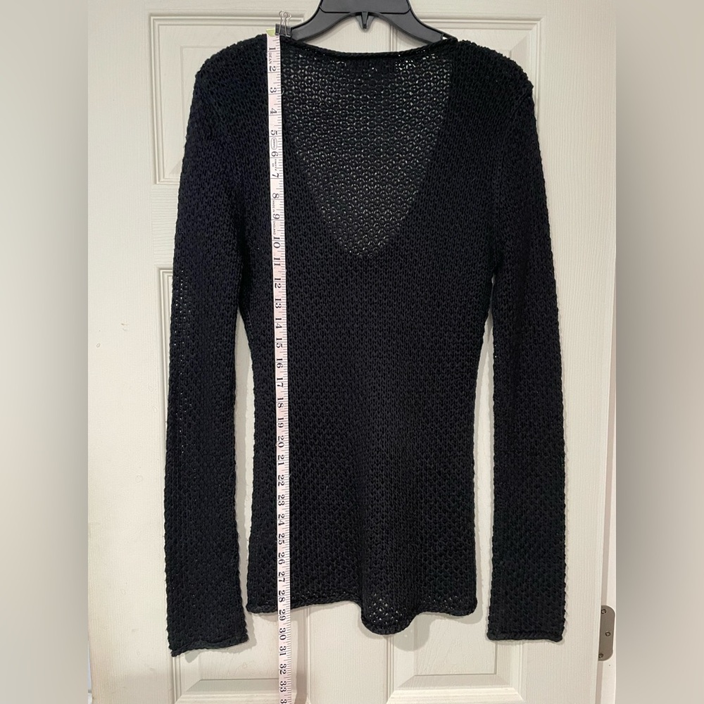 Michael Kors Black V-Neck Open Knit Sweater - Picture 3 of 5
